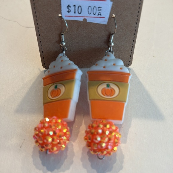 Handmade Pumpkin Spice Latte Earrings - Picture 9 of 14